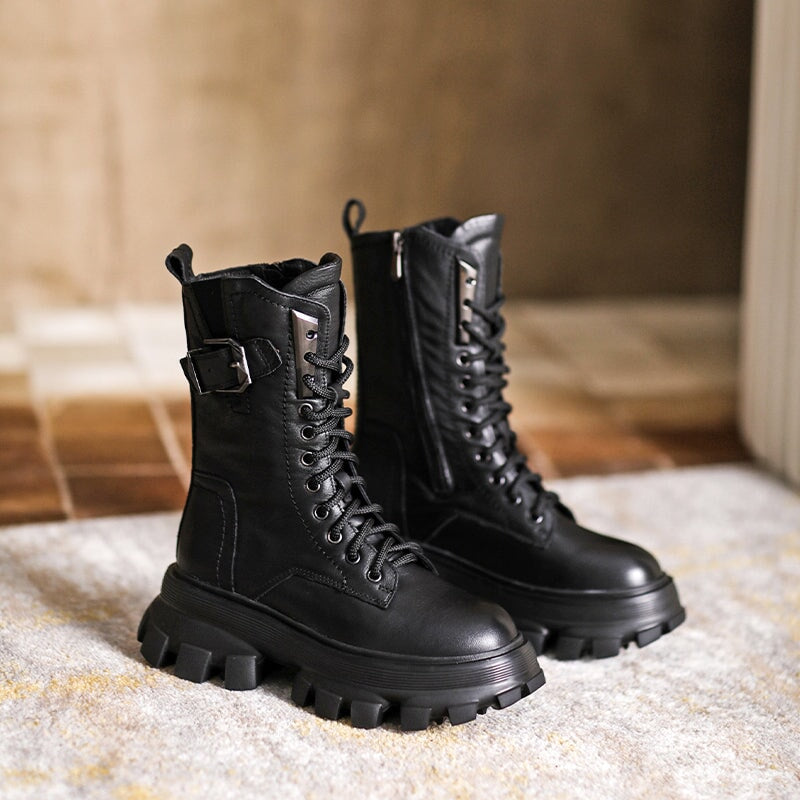 Lace-Up Combat Boots Biker Boots Retro Short Boots