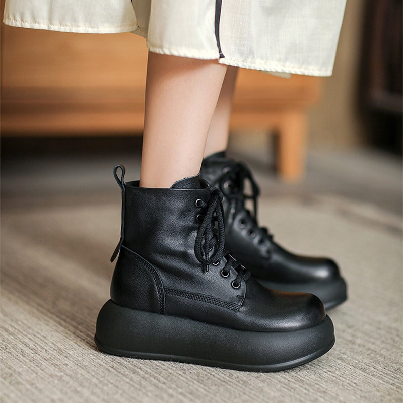 50mm Platform Boots Lace up Martin Boots