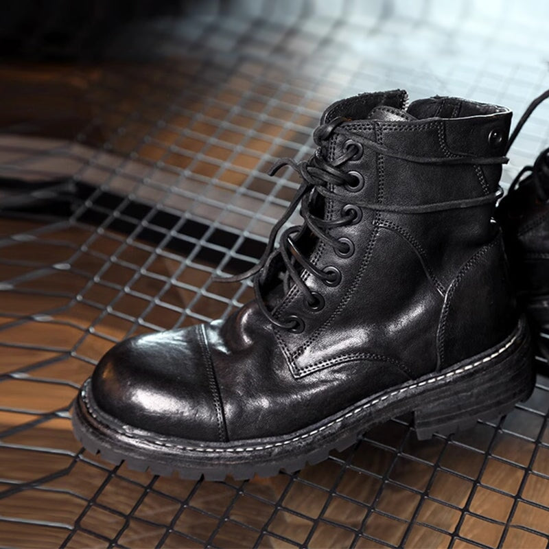 Lace up Cap Toe Derby Boots