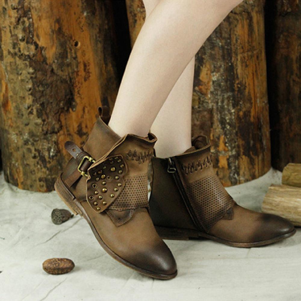 Booties Sheepskin Short Ankle Boots Brown