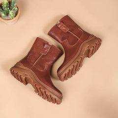 Womens Shearling Lined Snow Boots for Cold Winter Retro Short Boots