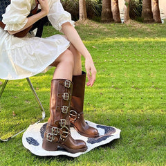 All Tall Boots With Buckles Western Cowboy Boots Riding Boots Big Square Toe