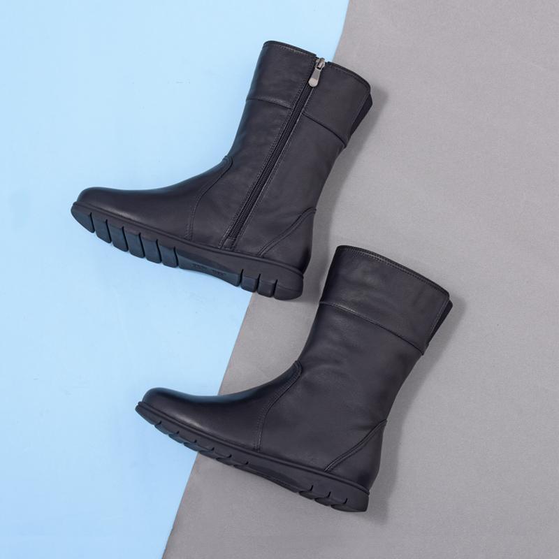 Botas retro de media pantorrilla para invierno frío, botas Martin clásicas negras hechas a mano