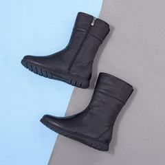 Retro Mid Calf Boots for Cold Winter Classic Martin Boots Black Handmade