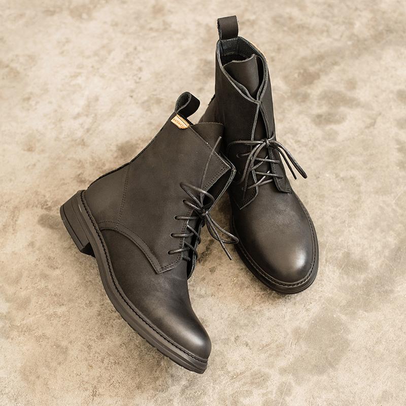 Handmade Matte Biker Boots Classic Combat Boots Black/Yellow