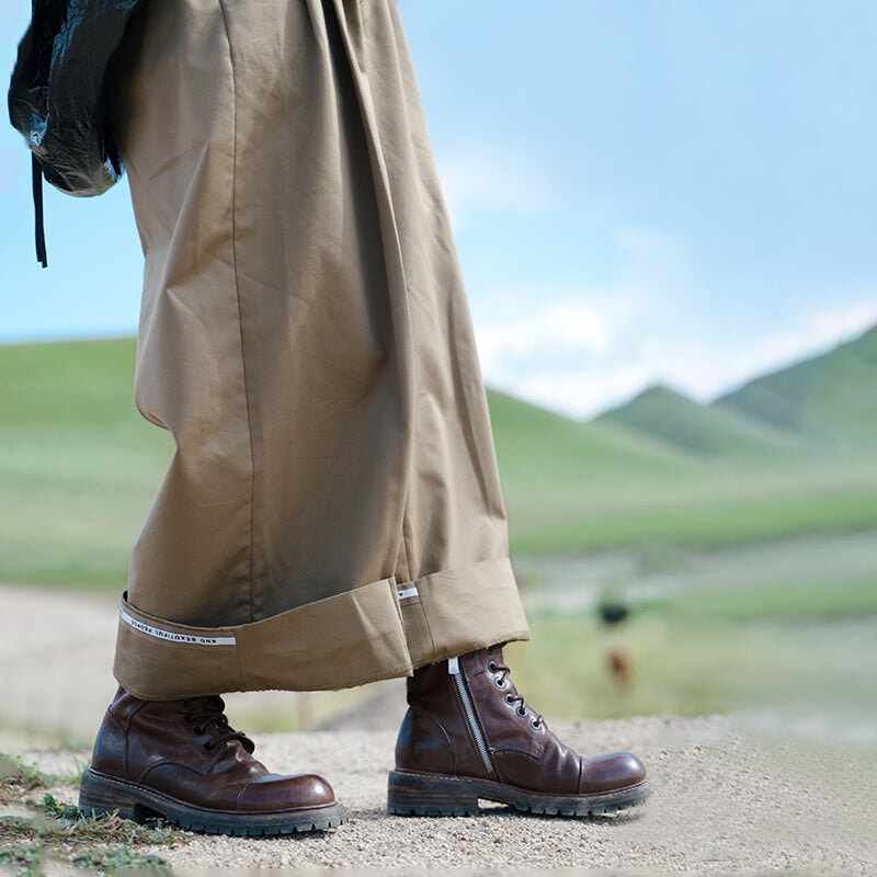 Lace up Cap Toe Derby Boots