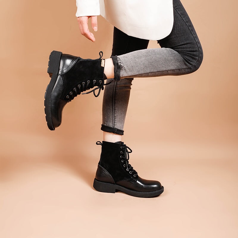 Botas Martin para mujer, botas cortas con cordones, hechas a mano