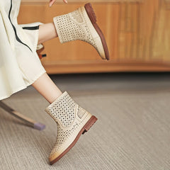 Cut Out Summer Boots Breathable Perforated Short Boots