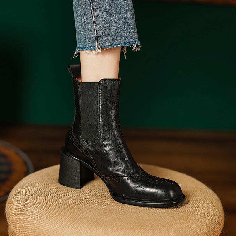 Retro Round Toe Platform Ankle Boots