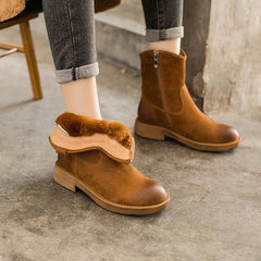 Chunky Heel Short Plush Lined Short Boots For Winer Snow Boots