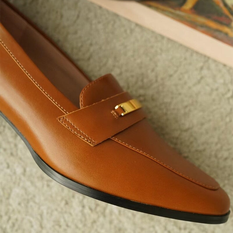 Soft Penny Loafers Round Toe 40mm Block Heel