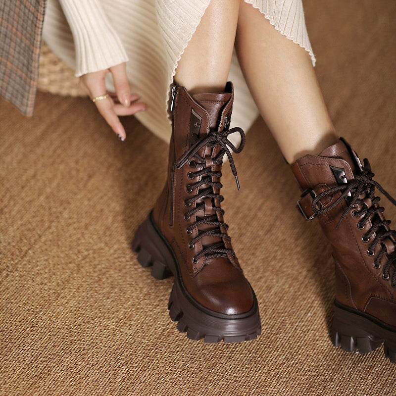 Lace-Up Combat Boots Biker Boots Retro Short Boots