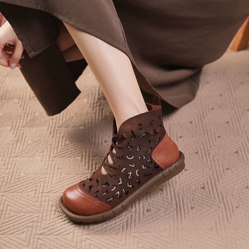 Breathable Perforated Short Boots Cut Out Summer Boots