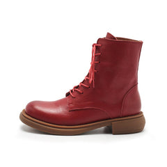 Botas Derby de Marcha con Cordones Auténticas Hechas a Mano en Negro/Café/Rojo