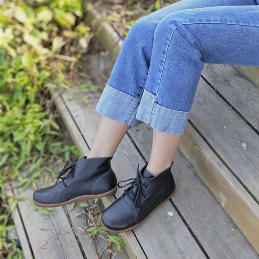 Ankle Booties Lace-Up Casual Shoes Flats