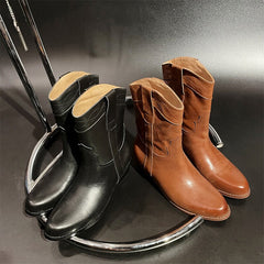Classic Elegant Ankle Boots with 100% Lining Mid Heel Western Boots