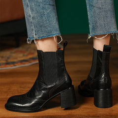 Retro Round Toe Platform Ankle Boots