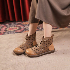 Breathable Perforated Short Boots Cut Out Summer Boots