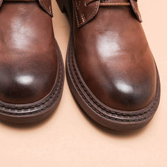 Botas Martin hechas a mano, Oxfords con cordones y punta redonda, botines gruesos hasta el tobillo