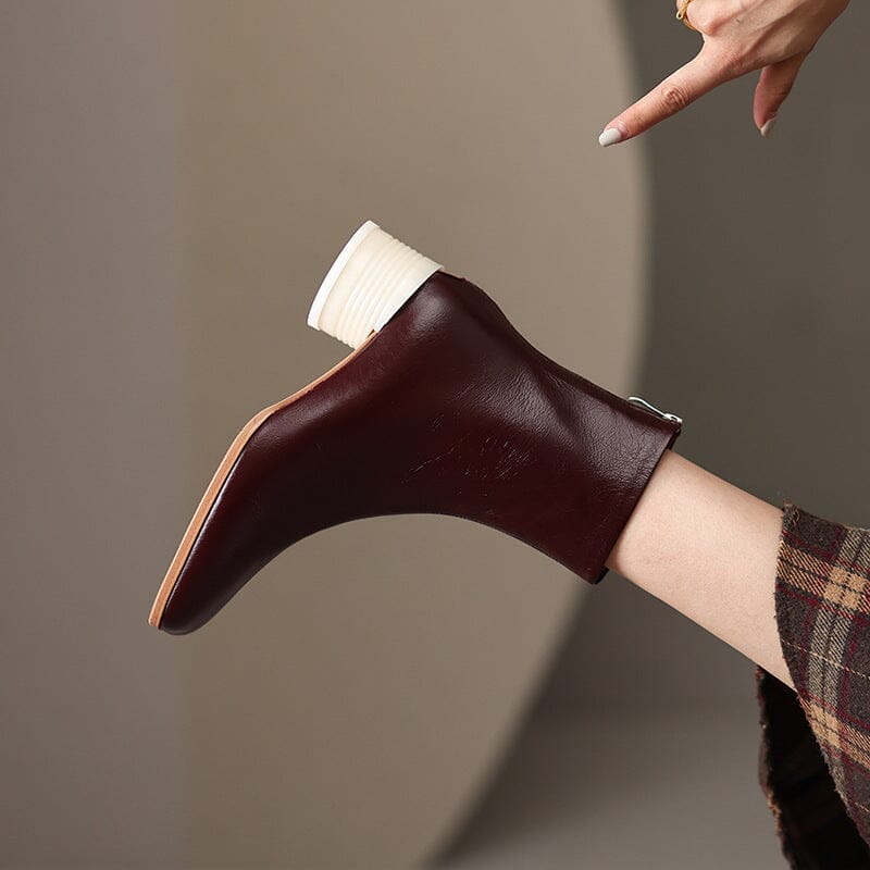 Classic Elegant Glove-Like Ankle Boots Mid Heel Back Zipper Boots