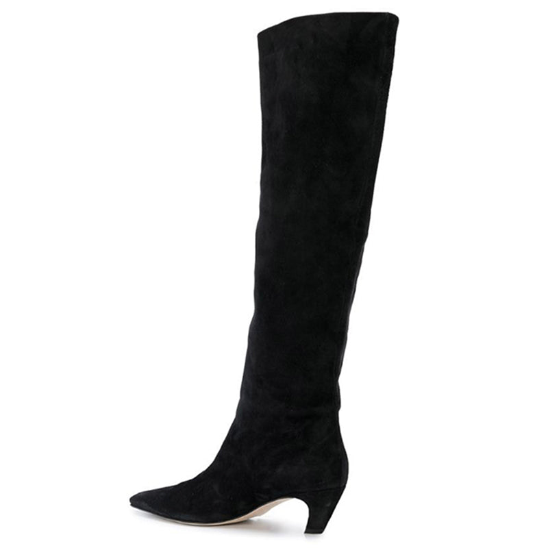 Kitten Heel Wide-Shaft Boots