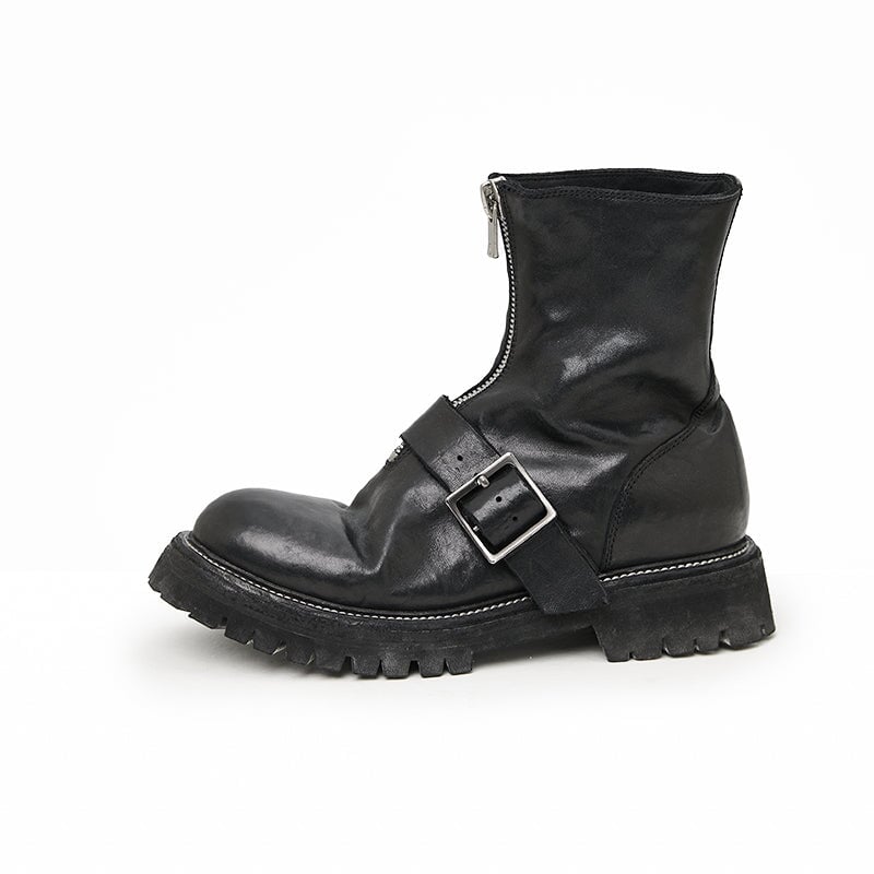 Front Zip Horse Combat Boots Sweet and Cool Ankle Boots