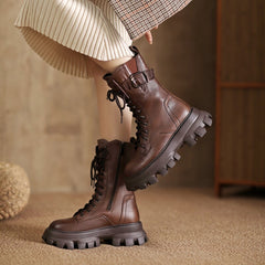 Lace-Up Combat Boots Biker Boots Retro Short Boots