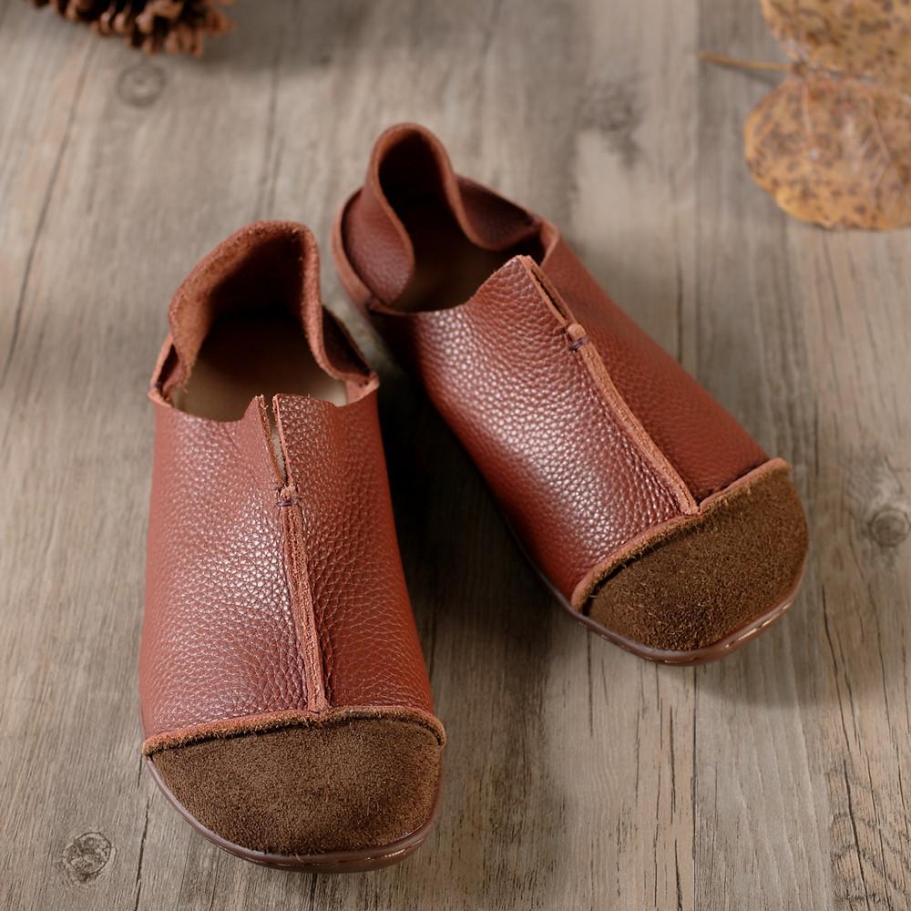 Handmade Retro Soft Loafers Designers Flats