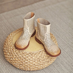 Cut Out Summer Boots Breathable Perforated Short Boots