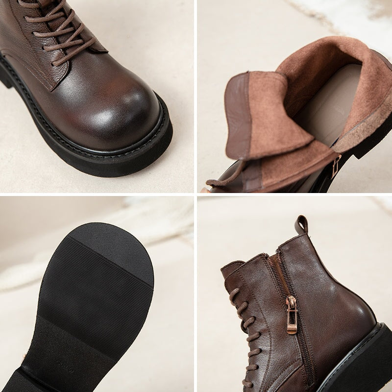 Botas de plataforma de 40 mm, botas Martin con cordones, botas de combate con punta grande