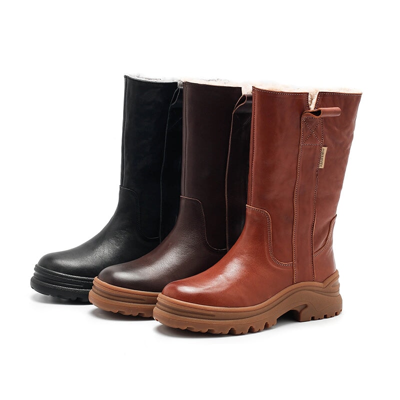 Shearling Lined Snow Boots Dwarves Mid Calf Boots