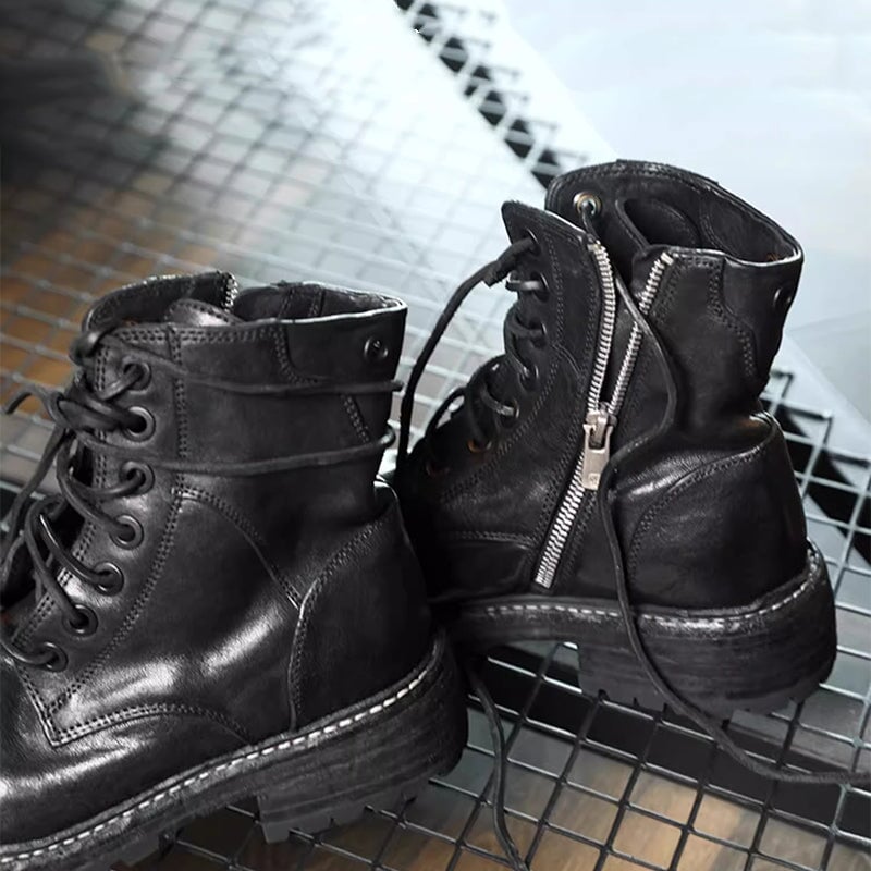 Lace up Cap Toe Derby Boots