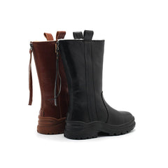 Womens Shearling Lined Snow Boots for Cold Winter Retro Mid Calf Boots