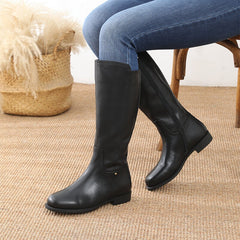 Designer Wide Fit Knee High Boots Side Zip Riding Boots