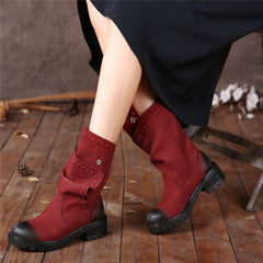 Dwarves's Retro Martin Boots Button Sleeve Black/Red