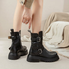 55mm Platform Boots Double Stack Martin Boots Round Toe Combat Boots