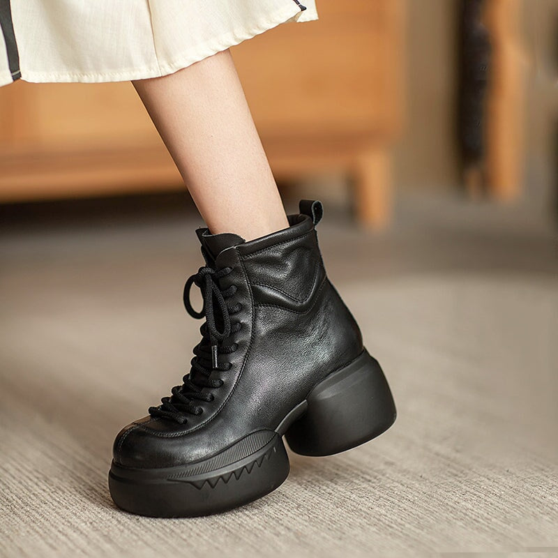 65mm Platform Boots Lace up Martin Boots