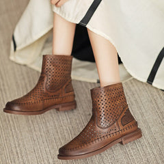 Cut Out Summer Boots Breathable Perforated Short Boots