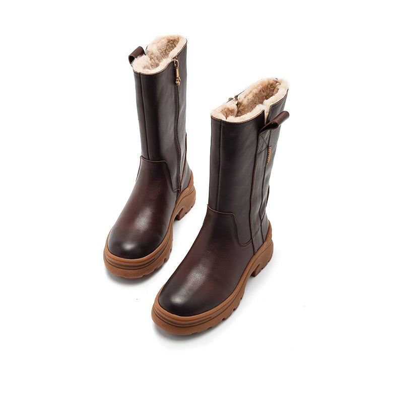 Shearling Lined Snow Boots Dwarves Mid Calf Boots