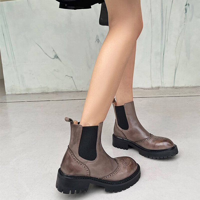 Botas Chelsea con punta de ala hechas a mano, botines suaves y gruesos