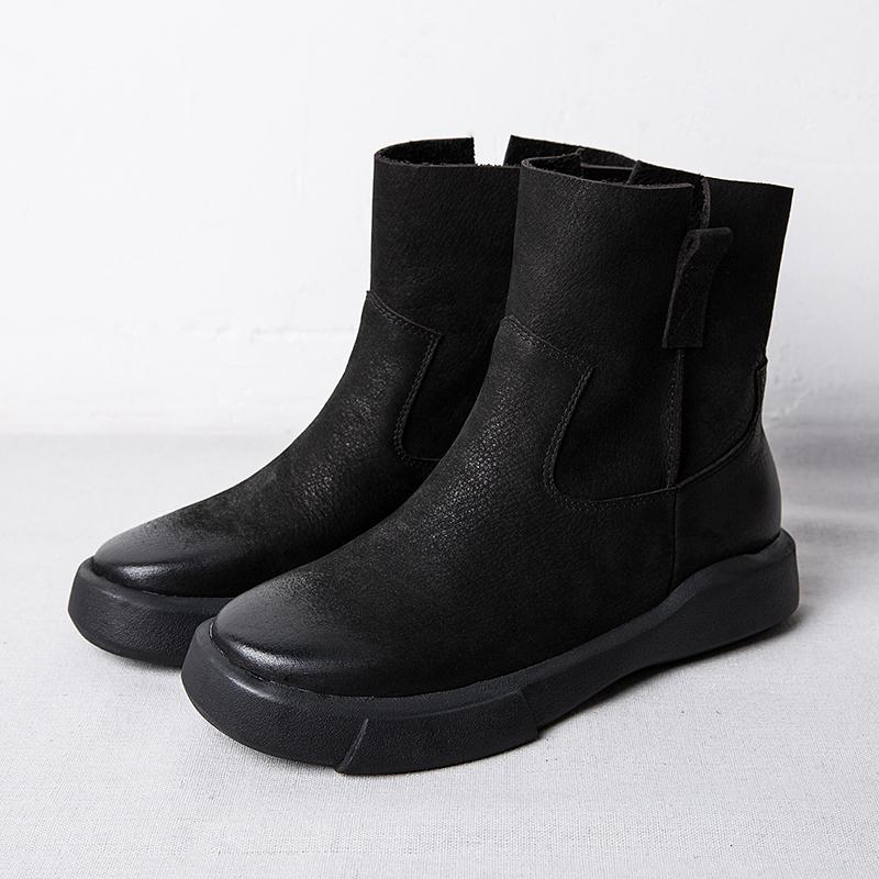 Waxing Short Boots for Winter Side Zipper Chelsea Boots Black/Coffee