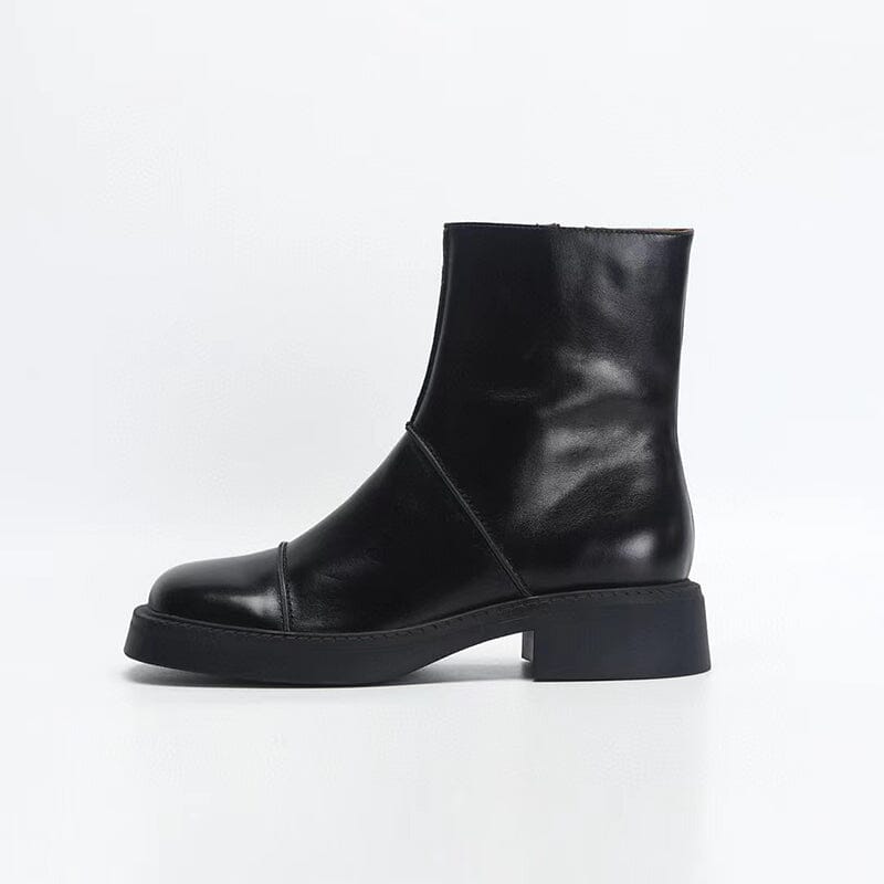 Retro Square Toe Platform Ankle Boots