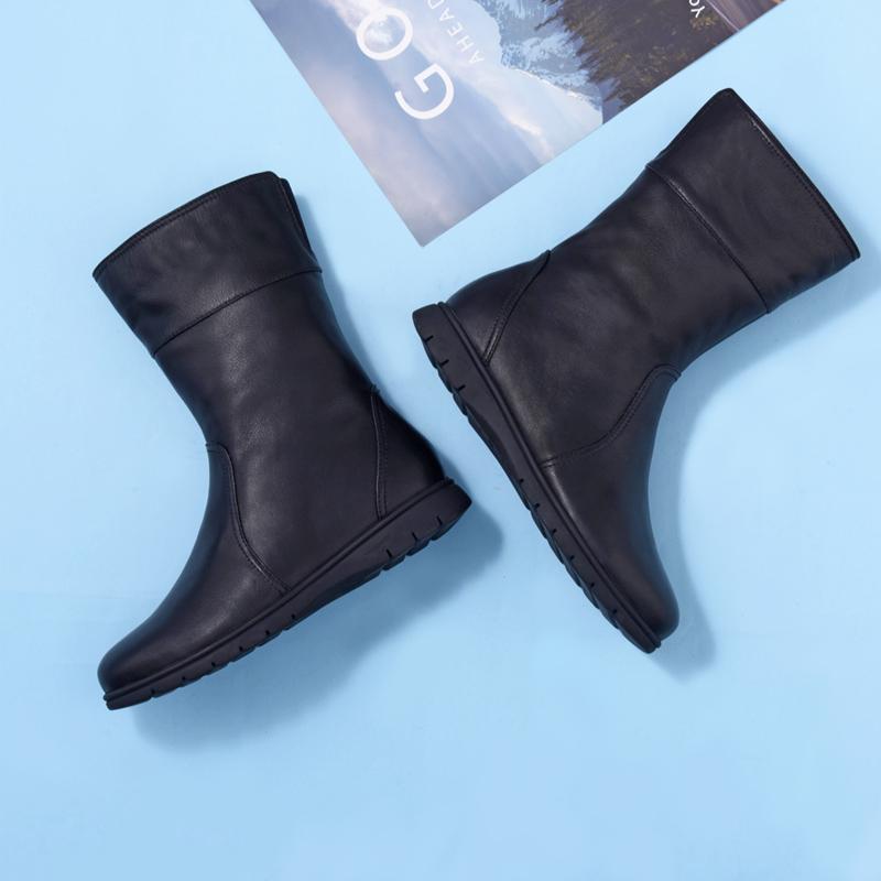 Botas retro de media pantorrilla para invierno frío, botas Martin clásicas negras hechas a mano