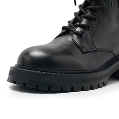 Short Boots Lace up Combat Boots with Metal Chain Detail