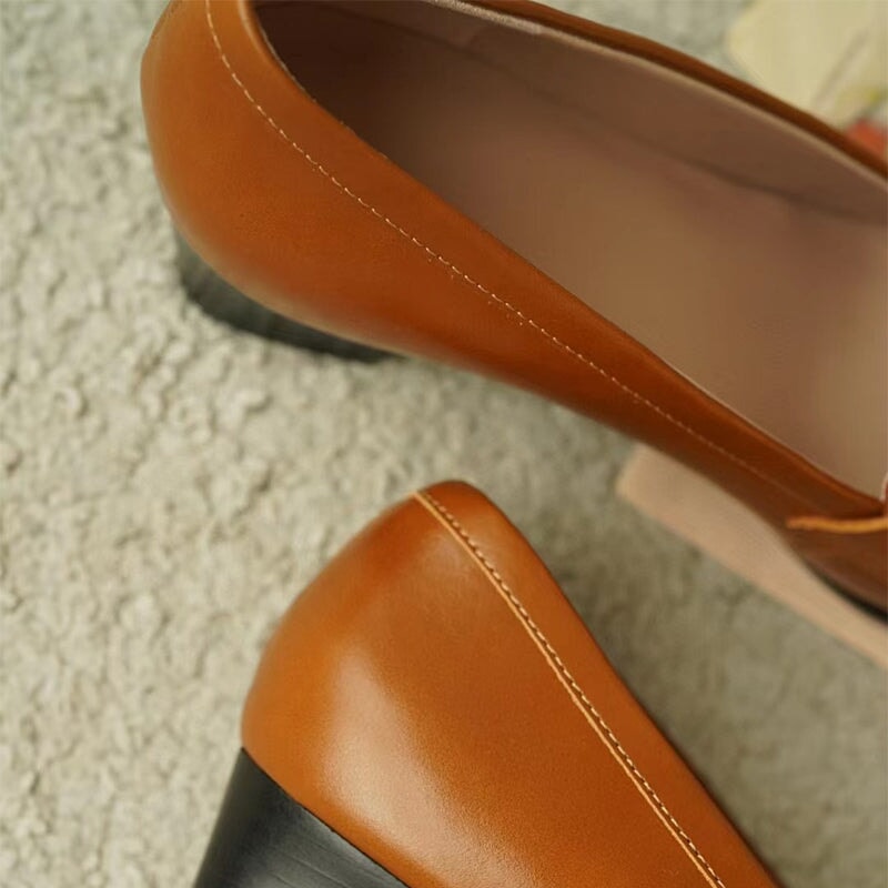 Soft Penny Loafers Round Toe 40mm Block Heel