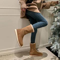 Botas de nieve retro de media pantorrilla para mujer para el frío invierno