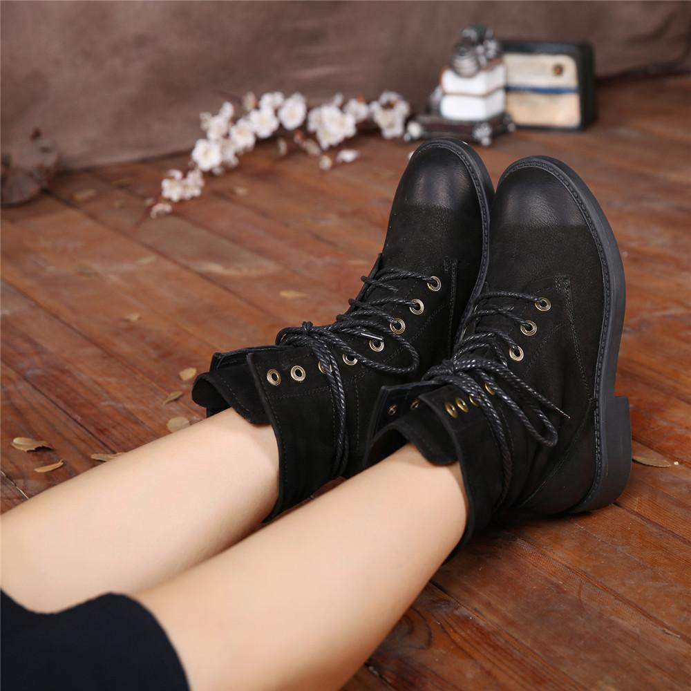 Dwarves Retro Lace Up Combat Boots Black/Brown/Khaki