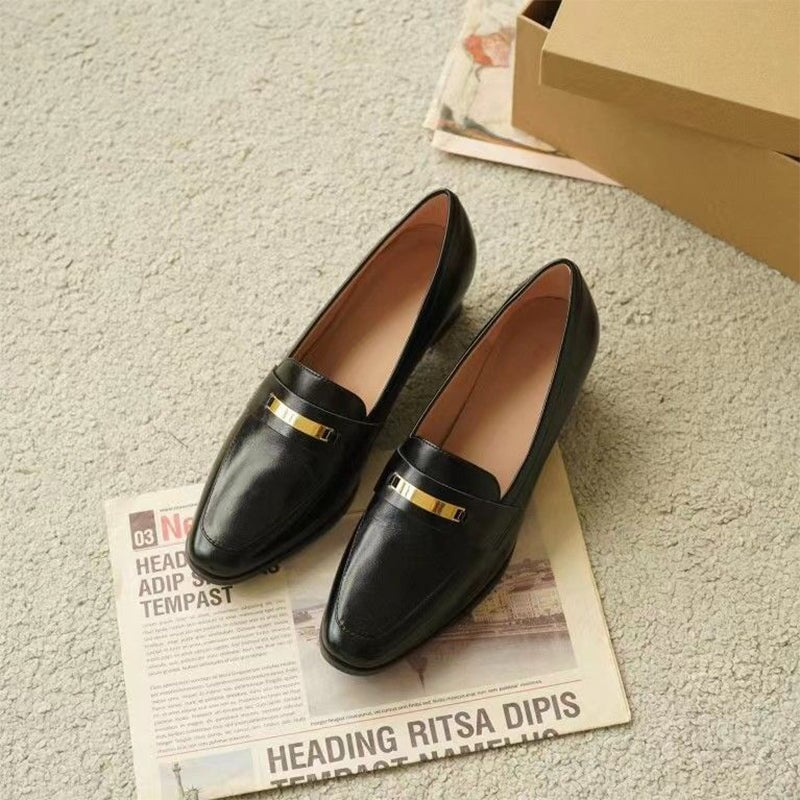 Soft Penny Loafers Round Toe 40mm Block Heel