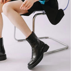 Retro Square Toe Platform Ankle Boots