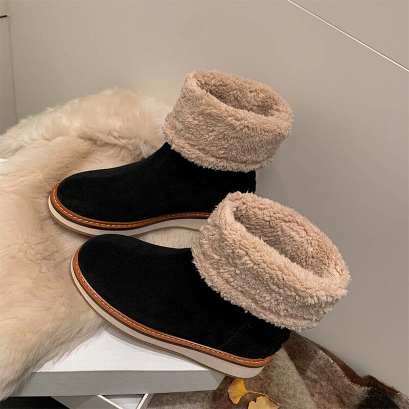 Botas de nieve retro de media pantorrilla para mujer para el frío invierno